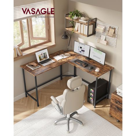Vasagle – Bureau d'angle en L 130 x 130 cm – Plateau en aggloméré et acier – Charge max 50 kg – Gestion des câbles intégrée (1/5)