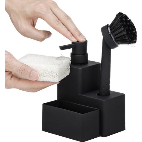 Distributeur De Savon De Cuisine avec Porte Éponge,Organisateur D'Évier avec Pompe À Savon Rangement Gain De Place pour Salle De Bain, Studio, Dortoir Et Petits (1/5)