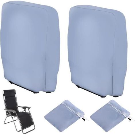 2 folding lounge chair covers, windproof, UV-resistant, waterproof, with carry bag, gray. (1/4)