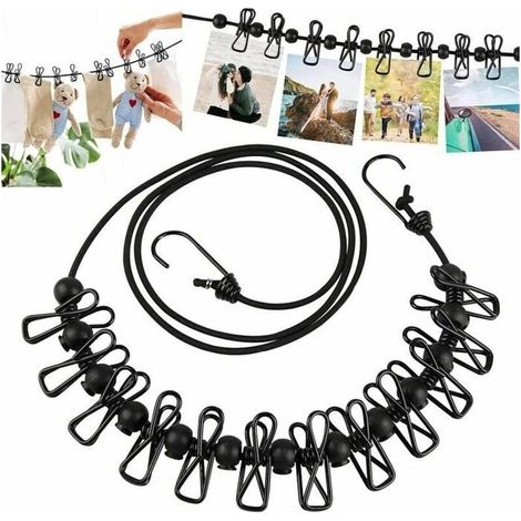 Etendoir Laundry Outdoor Rglable With clips For travel colors multiple Largeight (1/4)