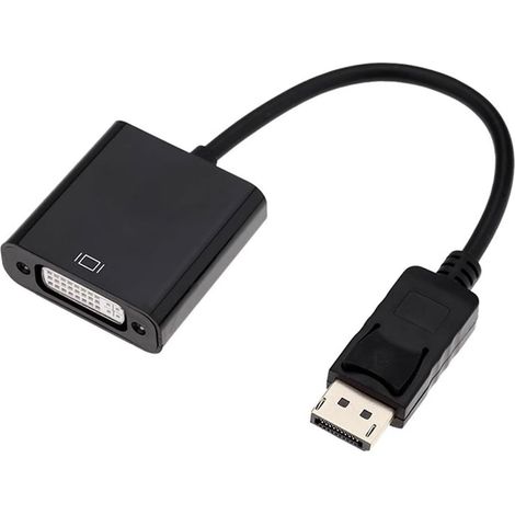 1 Adaptateur DisplayPort vers DVI, Connecteur Doré, Résolution 1920x1080, Câble Cuivre, Pour Moniteur Projecteur Téléviseur (1/5)