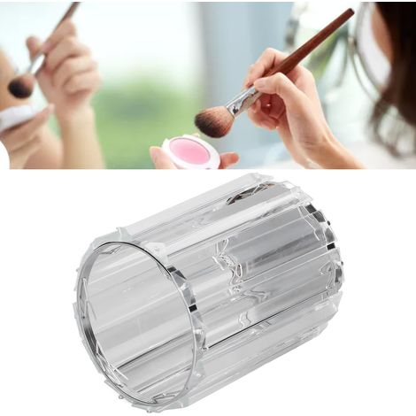 [Organisateur Cosmétique] Porte-Brosses de Maquillage Transparent Verre Borosilicate 5x3.6x3.6cm Porte-Crayons Rond Décoratif Design Fil Métallique Durable Multifonction (1/5)