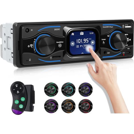 Autoradio Bluetooth 1 Din, Lecteur MP3 avec Écran Tactile 2,17 Pouce, 1 Din Autoradio mit FM/AUX/Lecture USB/Port TF/EQ/Chargement Type-C/Commandes au Volant (1/5)