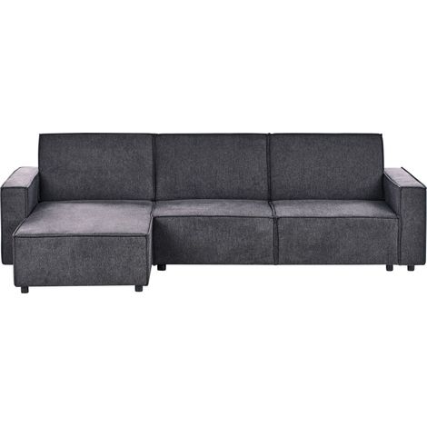 Eckschlafsofa 3-Sitzer ROMEDAL II Stoff Graphitgrau rechtsseitig