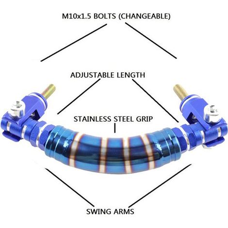 Universelle, blau gefärbte Haken aus Aluminiumlegierung für Fahrzeugumbauten, dekorative Griffe, gebogene Griffe, Haltegriffe für die Beifahrerseite (1/4)