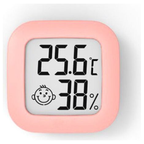 Mini-Hochpräzisions-Digital-Thermometer-Hygrometer für den Innenbereich, Thermo-Hygrometer mit Komfortpegelanzeige (4,3 cm x 4,3 cm, rosa, 1 Stück) (1/4)