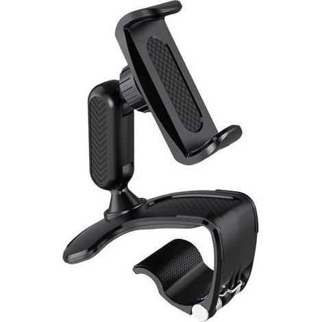 1Pcs Support Téléphone Voiture Rotatif 360° avec Pince Réglable, Socles de Téléphone Voiture pour Tableau de Bord, Rétroviseur, Pare-Soleil, Support Universel pour Smartphone 4 à 7 Pouces (1/5)