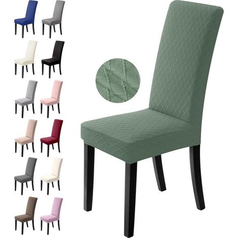 Housse de chaise extensible 4 pièces – Tissu jacquard polyester spandex – Lavable en machine – Protection contre taches et abrasion