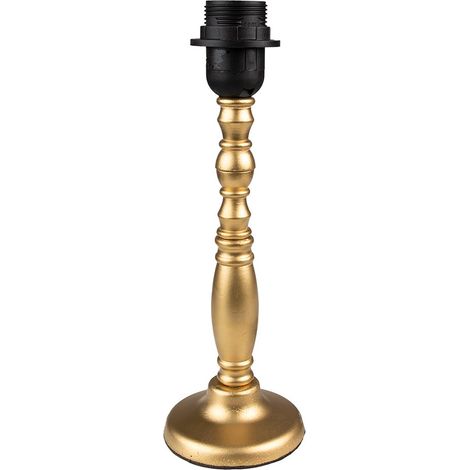 Pied de lampe en bois coloris doré, socle pour luminaire de table de salon Ø 10 x 30 cm - PANGIVO (1/2)