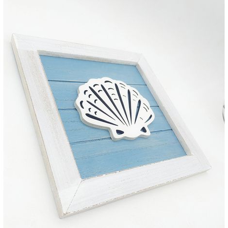 Lot de 3 décorations murales marines en bois pour salle de bain, été, coquillages, accessoires artisanaux (sachet), taille unique. (1/4)