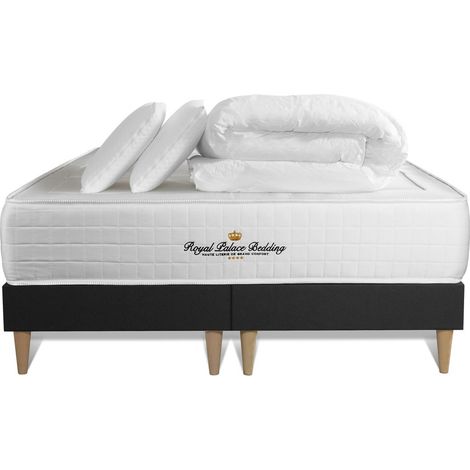Komplettpaket Bett - Matratze 160x200 cm + 2 Boxspringbetten (Monoblock) + 2 Kopfkissen + Bettdecke - Windsor