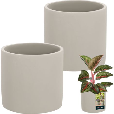 KOTARBAU® 2 pezzi Vaso da fiori cilindrico 16 cm Vaso da fiori in ceramica Copertura per piante in cemento