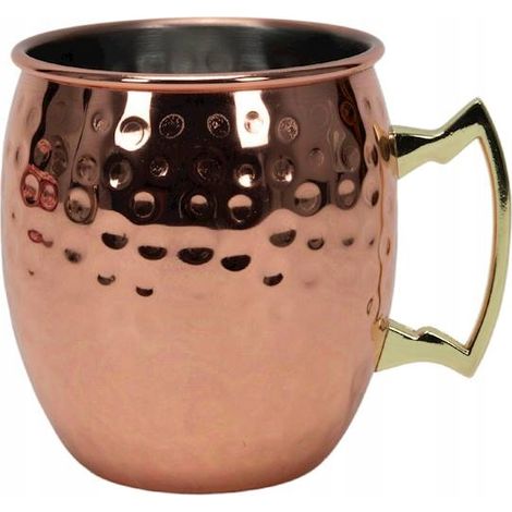TAZZA DA BEVANDA RIVESTITA IN RAME MARTELLATO DA 500 ml CON MANICO