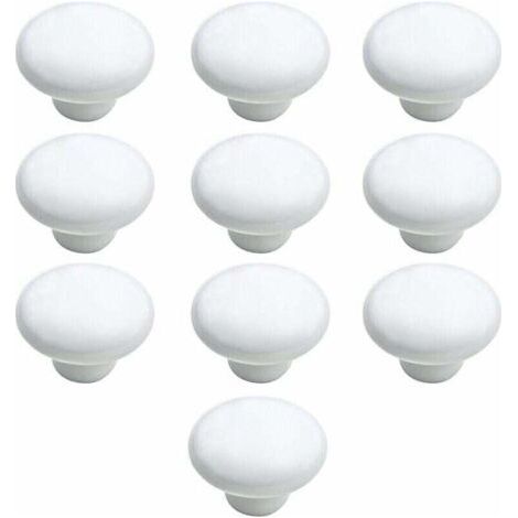 Bouton Porte 10 PCS 33mm Céramique Poignée Porte de Cuisine Armoire à Tiroirs Porte Boutons Blanc (1/4)