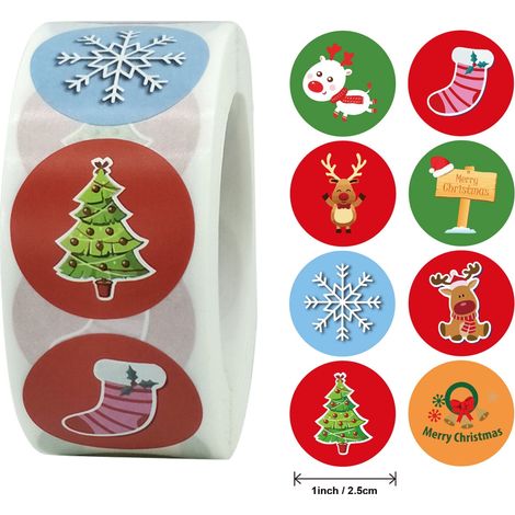 Stickers De Noël - Autocollants Festifs En Papier Cuivré - Diamètre 2,5 cm - 500 Pièces Par Rouleau (1/2)
