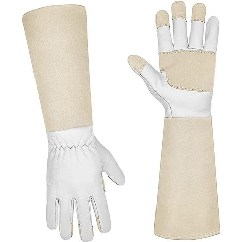 Gants de jardinage à manches longues en peau de vache et microfibres, gants de jardinage pour femmes et hommes, taille des rosiers-XL (1/5)