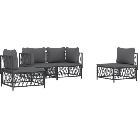 4-tlg. Garten-Lounge-Set mit Kissen Anthrazit Stahl vidaXL (1/4)