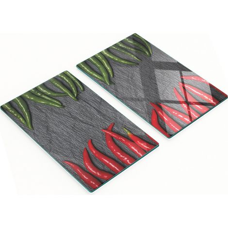 Dekorative Schneidebretter aus gehärtetem Glas, Chili-Motiv, 2 x 30 x 52 cm (1/5)