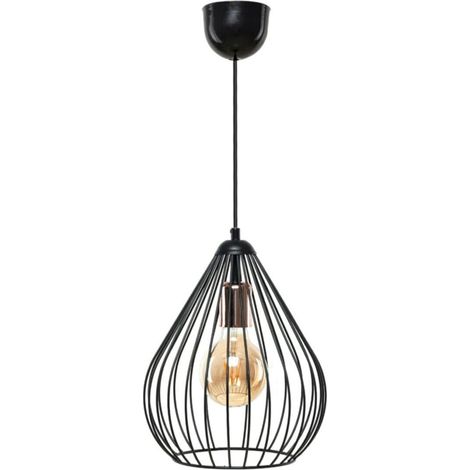 WellHome Lámpara de techo, Lámpara de metal con forma de pera Color Negro