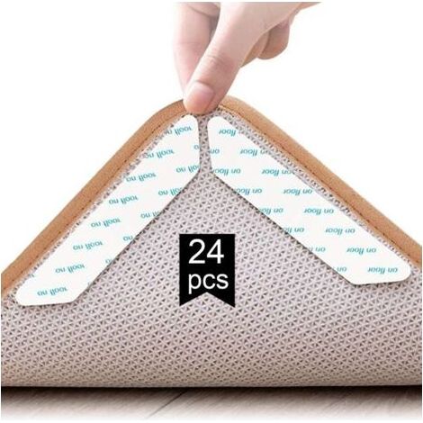 Rug Grippers, 24 Pcs Anti Derapant Tapis, Anti Curling Carpet Grippers Coin, Anti à boucler Tapis antidérapant, réutilisable Sticker Tapis antidérapant pour planchers de Bois Franc,carpettes et Tapis (1/5)