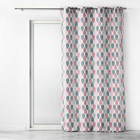 Rideau tamisant a oeillets L140 x H260 cm polyester Palpito Rose/Vert (1/3)