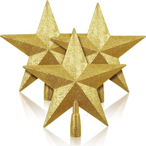 Estrella Para Punta De Árbol De Navidad - 10 Pulgadas - Plástico Brillante - Para Árboles Reales O Artificiales - 3 Unidades (1/5)