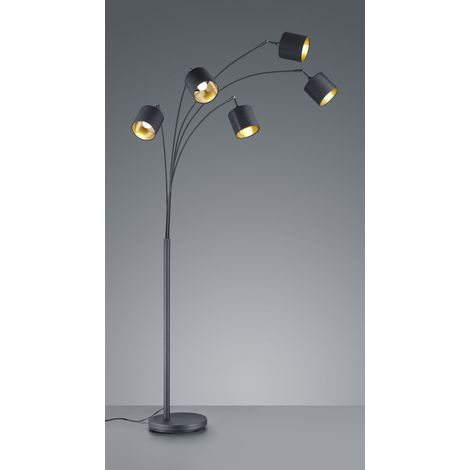 Tommy Black Stehlampe 5xE14 Schwarz-Gold Stoff H200 cm Trio Beleuchtung (1/4)