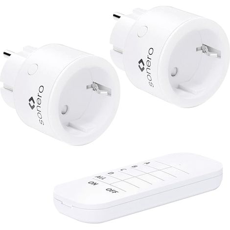 Kit de prises télécommandées SONERO S-RCS102, 1 émetteur, 2 récepteurs, blanc