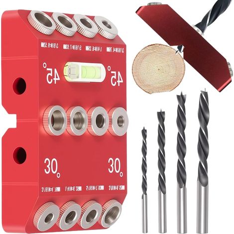 Guide de Perçage Anglé Gabarit 30° 45° 90° pour Trous Angulaires,Gabarit d'Alignement Outils Électriques Menuiserie Meubles Rampes Garde-Corps Terrasses - (1/5)