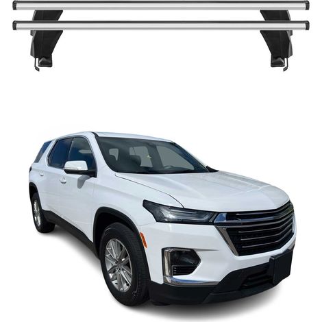 OMAC Dachträger Querträger Alu für Chevrolet Traverse 2018-2024 – Abschließbar – T-Nut – City-Crash-getestet – Max. 50 kg Silber (1/5)