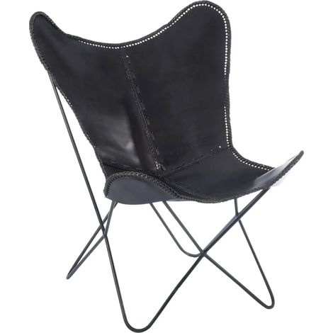 Fauteuil papillon en métal et cuir - ALTO (1/5)