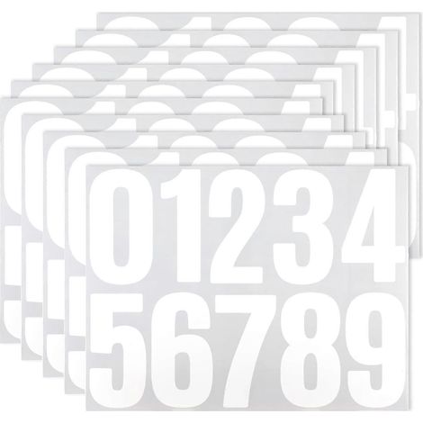 50 weiße Hausnummernaufkleber (10 cm) zum Aufkleben, selbstklebend, 0-9, Vinyl, für Briefkasten, Tür, Mülltonne, Adresse, Auto (1/4)