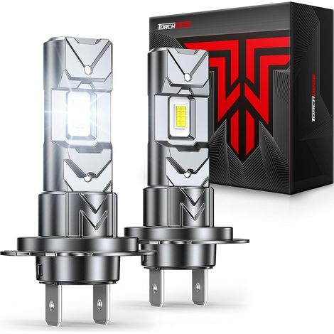 H7 LED 34000LM 6500K Blanc Froid, Prêt CANBUS, 2Pcs 500% Luminosité, Dimensions Mini 1:1, Plug and Play, Pour Phares de Voiture et Moto, Paquet de 2 (1/5)