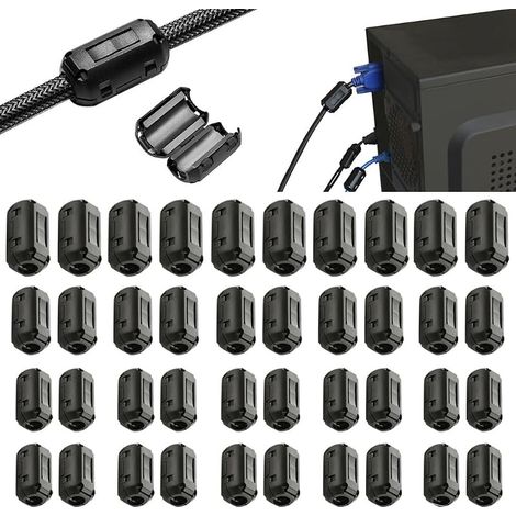 40 Pièces Ferrite Antiparasite, Noyaux de Ferrite, Noyau D'anneau de Ferrite Clip de Câble en Ferrite, Antiparasite Autoradio, EMI RFI pour Câble Vidéo, Câble D'alimentation, 3,5 mm 5 mm 7 mm, 9 mm (1/5)
