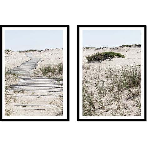 DIPINTI CON CORNICE 53x73cm Dittico Set di 2 dipinti Sand Beach Boho P2158 (1/3)