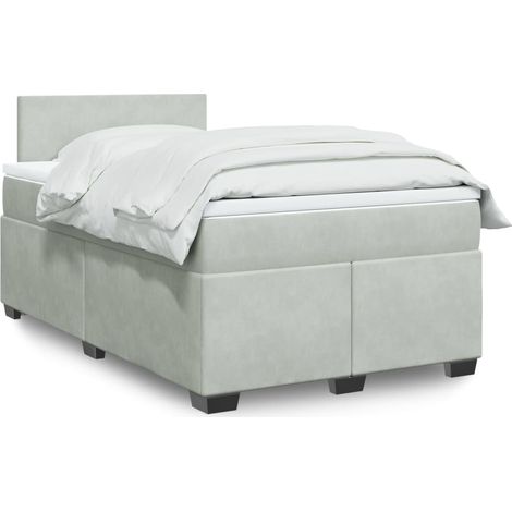 Boxspringbett mit Matratze Hellgrau 120x190 cm Samt