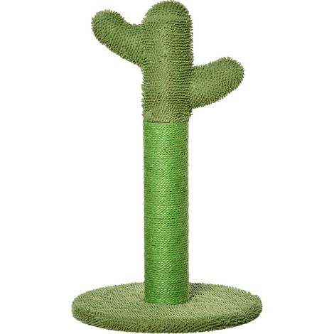 ALBERO TIRAGRAFFI PER GATTI A FORMA DI CACTUS CON CORDE IN SISAL, 40X40X65CM, VERDE (1/5)