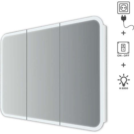 Specchio LED contenitore 70X95X13 tre ante retroilluminato con bordo satinato (1/3)