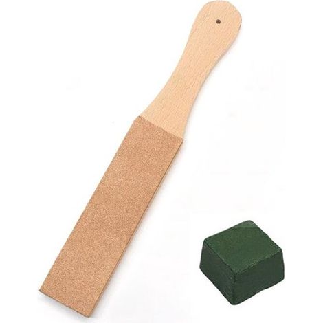 Affûteur de couteaux en cuir avec pâte à polir, bois, double face (grain fin et gros), pâte à aiguiser, kit d'affûtage double face, cuir à aiguiser, cuir à aiguiser (1/5)