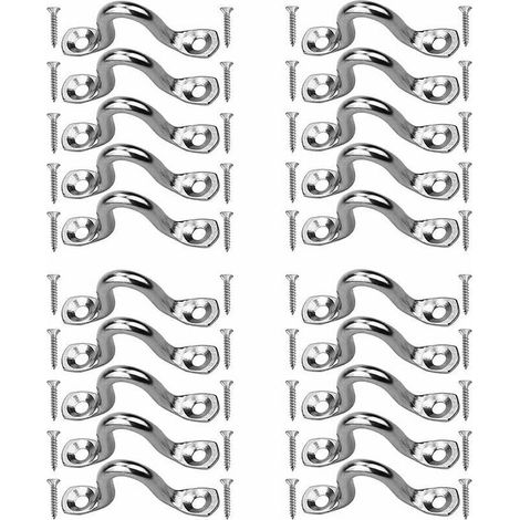 20Pcs Stainless Steel Eye Plates, Kayak Deck Buckle, Stainless Steel Eye Plate with 40Pcs Screws for Canoe Kayak Rigging, 4mm (1/5)