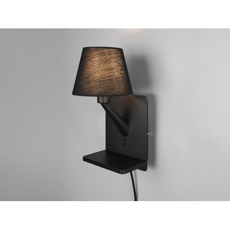 LED Wandleuchte mit Stecker, Schalter & Ladefunktion Schwarz, Höhe 31cm (1/5)