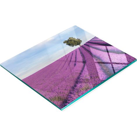Tagliere da cucina decorativo in vetro con grafica di campo di lavanda, 60x52 cm (1/5)