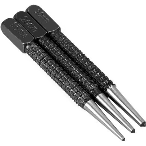 Lot de 3 poinçons centraux en acier à haute teneur en carbone (1,5 mm-3 mm) (1/5)