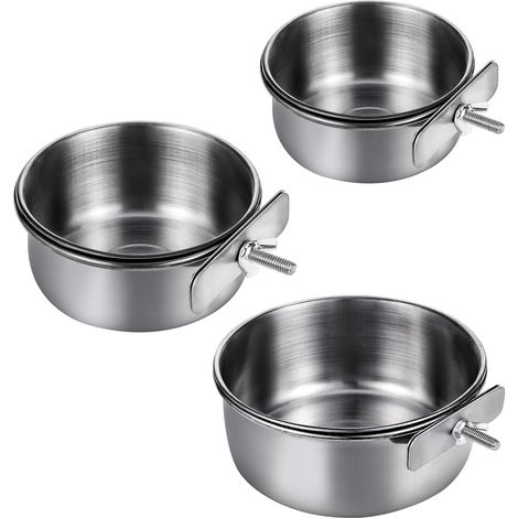 Ensemble de mangeoires pour oiseaux, gamelle en acier inoxydable pour perroquets, abreuvoir et mangeoire pour cages d'animaux, gamelle pour nourriture, abreuvoir, mangeoire, 10 cm (1/5)