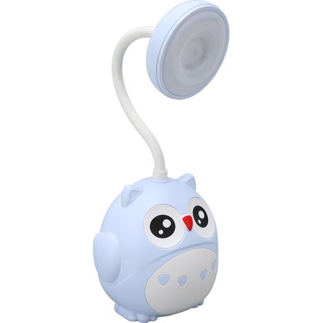 Lampe de bureau LED pour étudiant, porte-stylo, ventilateur de rangement, veilleuse, lampe de bureau hibou USB bleue n° 2 (1/5)
