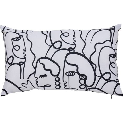 Housse de coussin d'extérieur Nolan 50x30cm motif fantaisie noir et blanc - Atmosphera créateur d'intérieur (1/3)