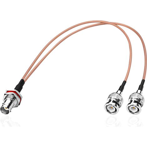 RG316 Câble coaxial BNC femelle vers double mâle 50 ohms Y Splitter connecteur coaxial Rallonge pour caméras, appareils vidéo, système de vidéosurveillance (34 cm) (1/5)