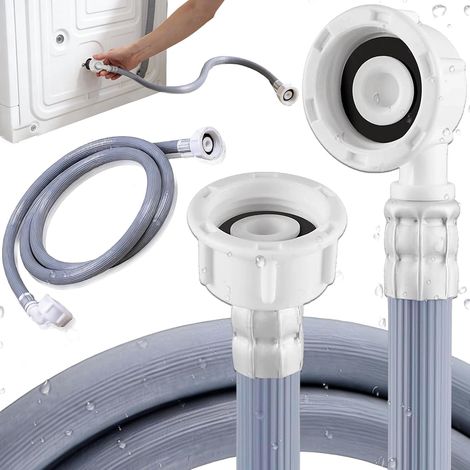 Universeller 3/4-Zoll-Wasserzulaufschlauch, 2 m Wasserverlängerungsschlauch, 20 BAR, für Geschirrspüler, Waschmaschine, Trockner, mit Gewindeanschlüssen (Grau) (1/5)