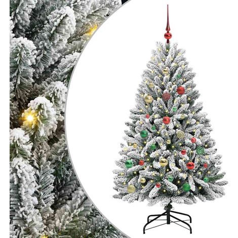 Sapin de Noël,Arbre de Noël artificiel Vert et blanc 150 cm PVC et métal CFW98367 (1/5)