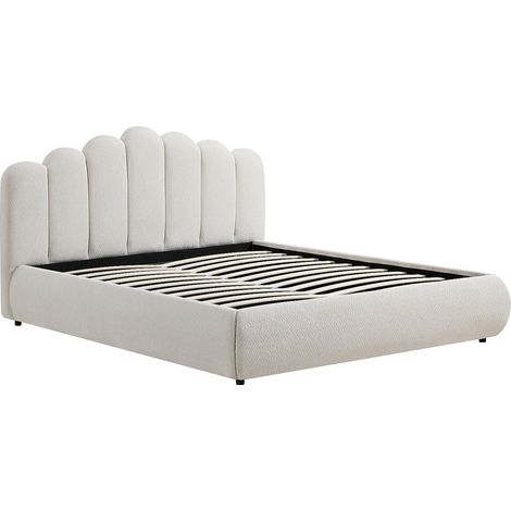 Letto con contenitore 140 x 190 cm Tessuto testurizzato Beige – SILVATORA
